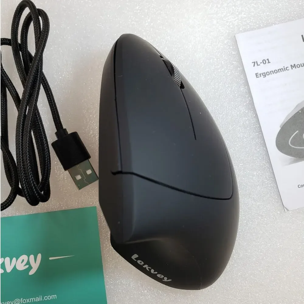 Lekvey Ergonomic Mouse, Vertical Wireless Mouse - Rechargeable 2.4GHz Optical